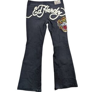 Ed Hardy Black Tiger Flare Jeans Size 32